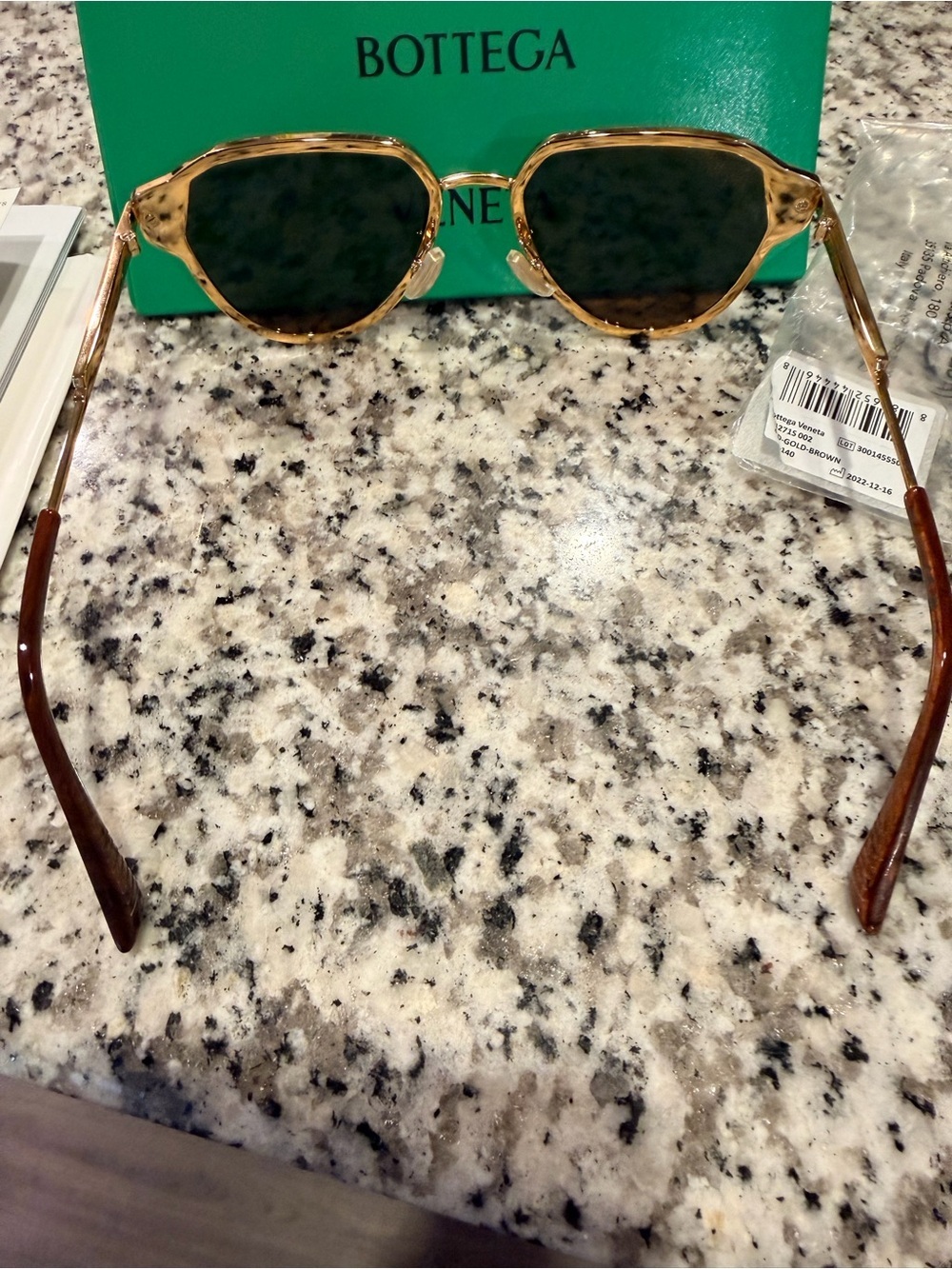 Bottega Veneta glaze Round-frame Gold-tone Aviator Sunglasses BV1271S 002 NIB - Picture 12 of 16